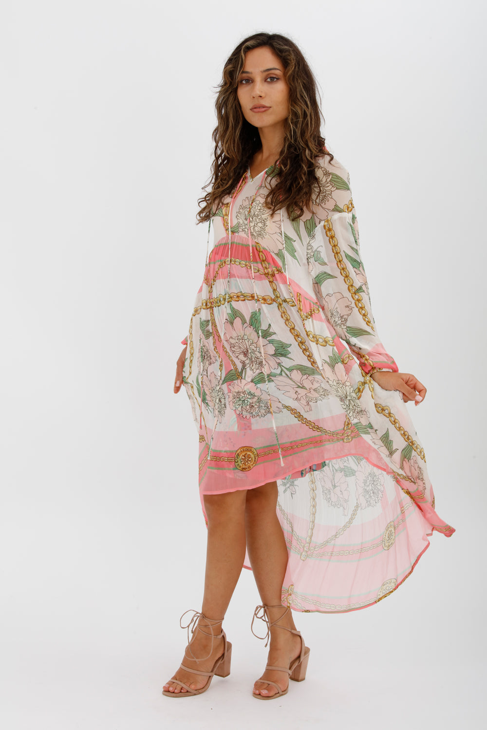 Trelise Cooper Turning Point Dress Pink Floral Print Midi Dress Size M/Au 12 - Miranda's