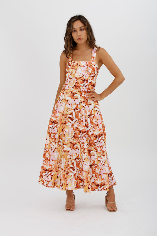 ACLER Withington Dress Midi Blush Print Size 8 - Miranda's