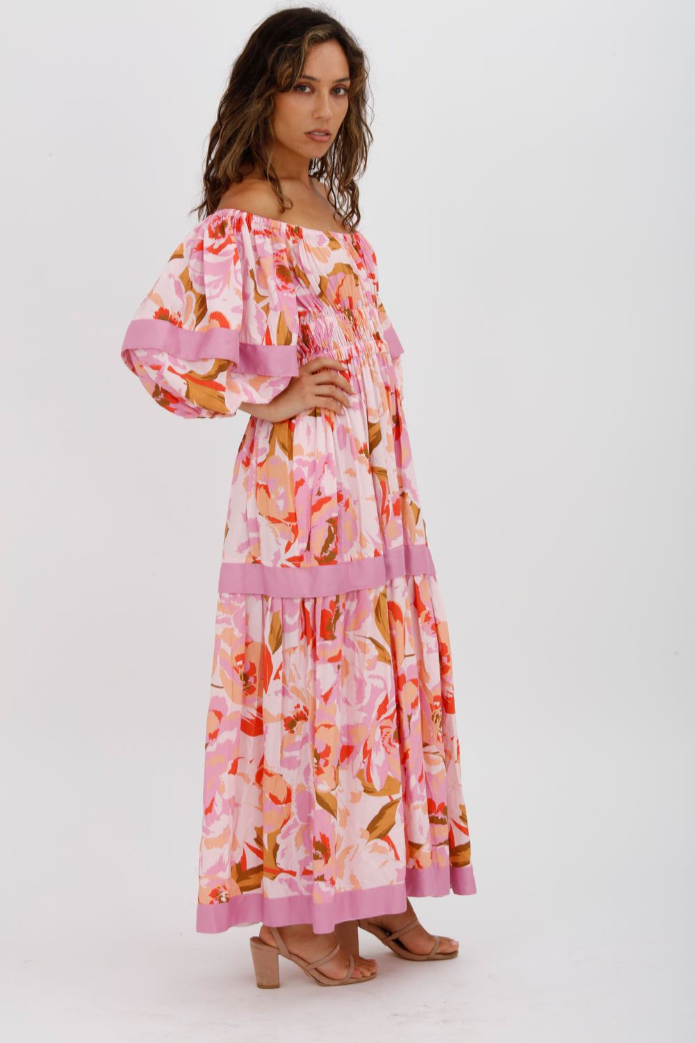 Acler Wayland Short Sleeve Printed Midi Dress Pink Floral Size 8 - Miranda's